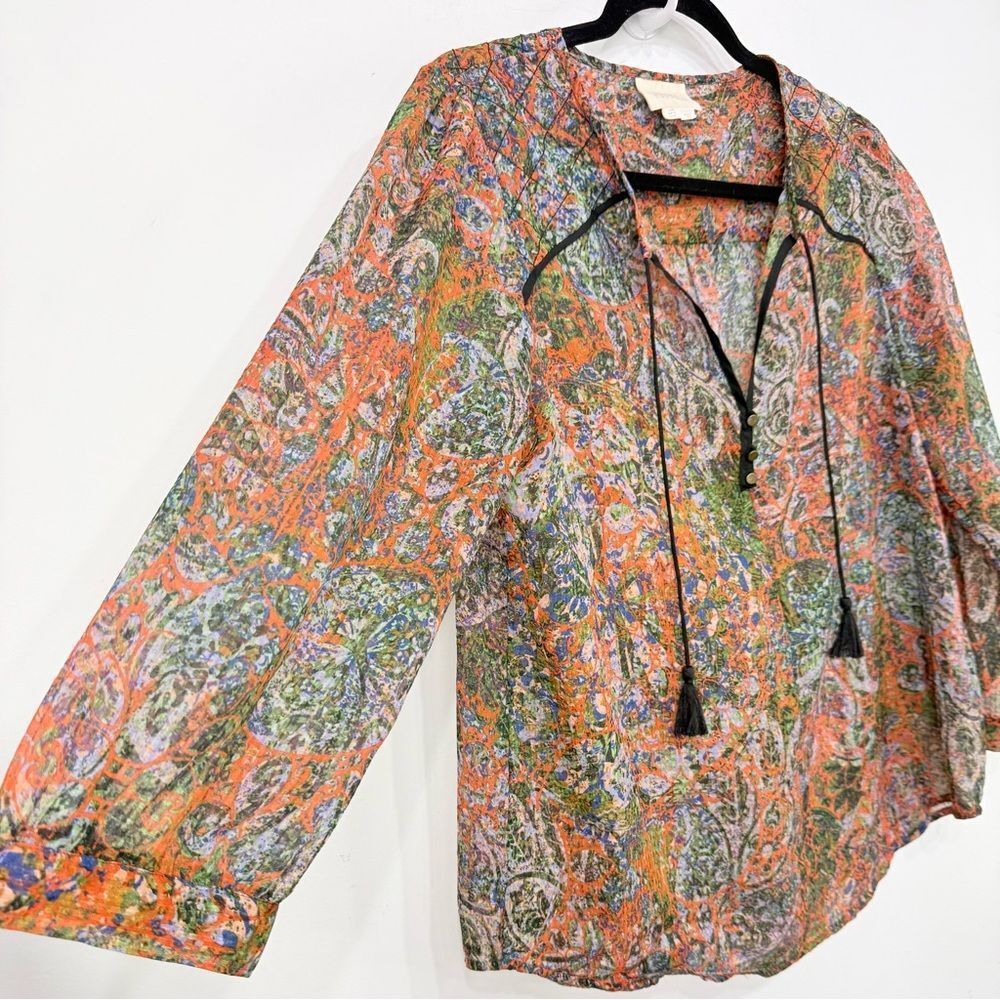 Anthropologie NIYA Edme & Esyllte Paisley Medallion Semi Sheer Peasant Blouse - Picture 7 of 16